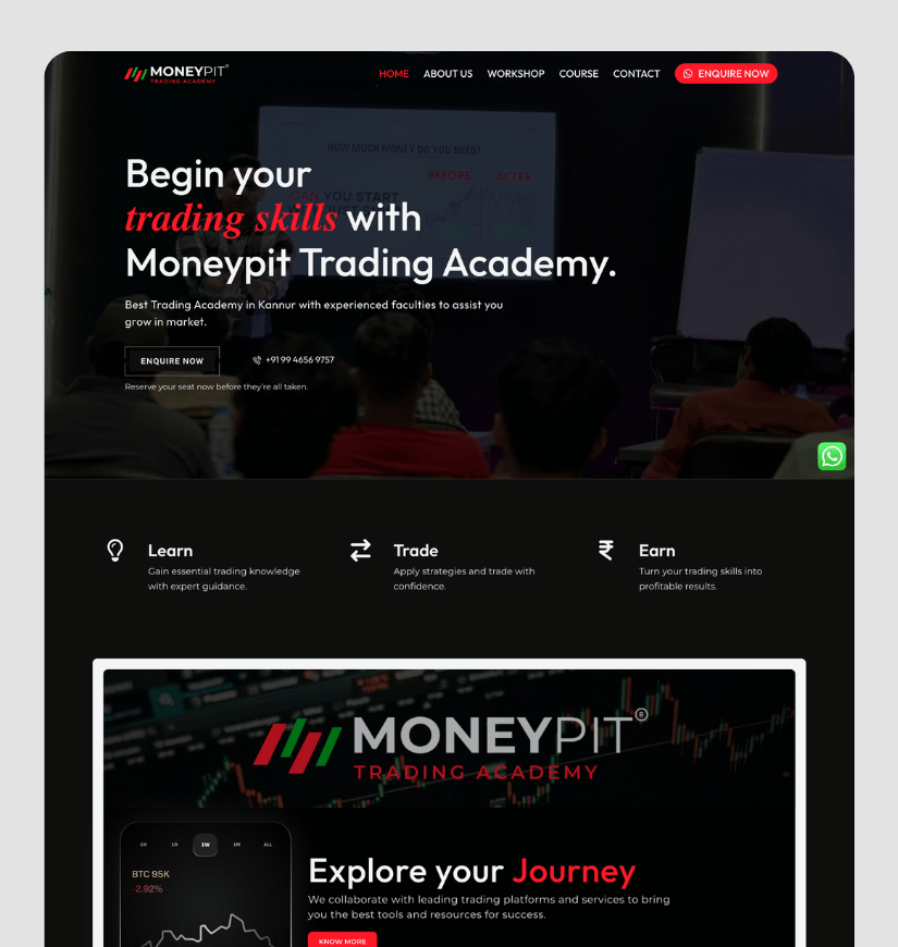 Moneypit's website designed by Vyshnav VJ